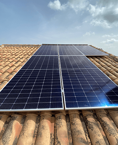 Solar panels on tile roof